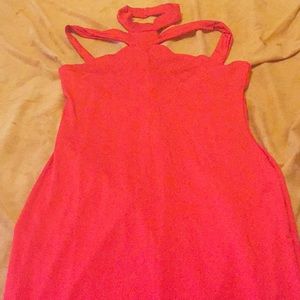 Red cutout dress with choker